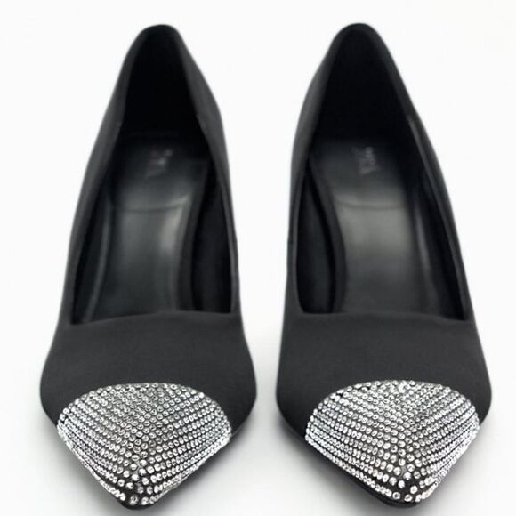 ZARA HIGH HEELED RHINESTONE TOE PUMPS - Picture 3 of 5
